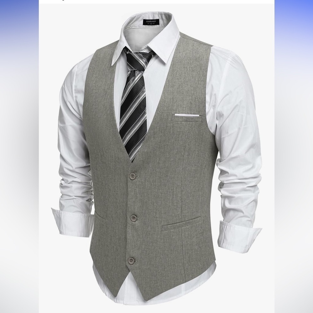 NWT Men's Coofandy Classic Gray Vest XL